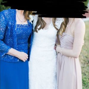 blue sequined Mother-of-the-bride dress